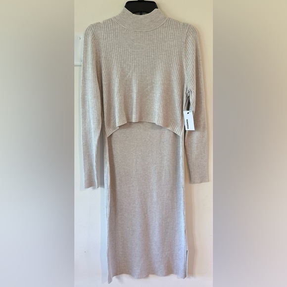 Sonoma Women’s Beige Ribbed Long Sleeve Maternity Dress NWT Size Maternity L - Picture 1 of 7